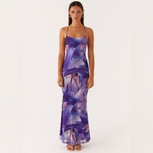 NWT Elegant Purple Floral Maxi Dress